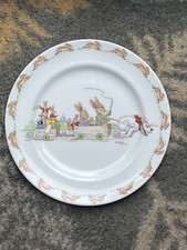 Royal Doulton Bunnykins Fine White Bone China Plate - LFe ‘Dog Carriage’ - RARE