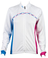 EIGO RIBBON WOMENS LONG SLEEVE CYCLING JERSEY WHITE / CYAN / MAGENTA
