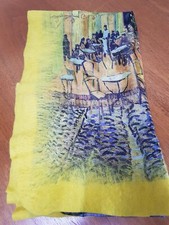 Handmade Silk & Merino Wool Felted Scarf Wearable Art Wrap Shawl