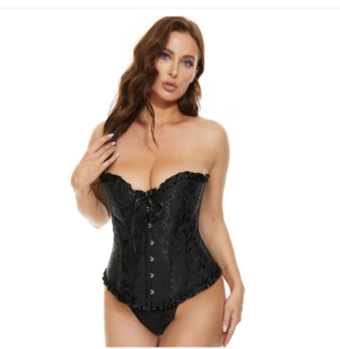 Ladies black satin corset - ladies, corset/