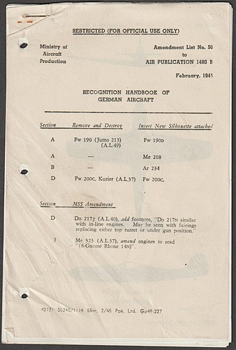 Ww2 1945 aircraft recognition - aircraft,
