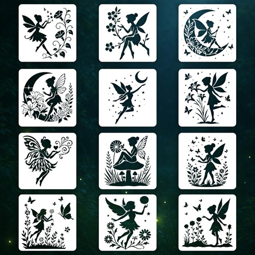 Beinkmake 12pcs fairy stencil - 12pcs,