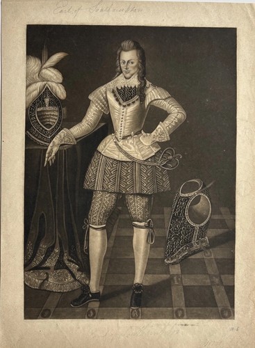 Antique mezzotint engraving - antique,