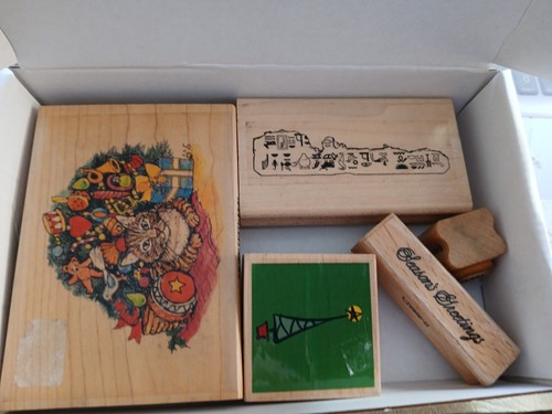 Wooden xmas stamps - ,, x5