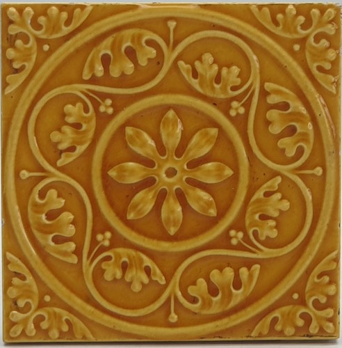 Antique tile floral - ,