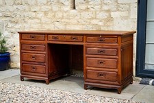 Large solid wood 20th c Chinese  Pedestal Writing Desk,  Antique, very Heavy