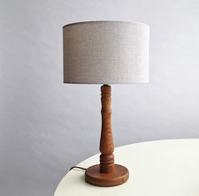 Vintage Turned Oak Wood Lamp