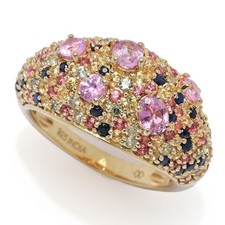 Gem Treasures 2.62ctw Oval & Round Multi Sapphire Mosaic Cluster Ring