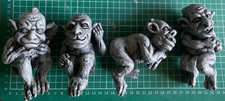 Set Of 4 Resin Stone Coloured Pot Gargoyles Trolls