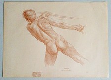 1895 MALE NUDE STUDY IN SANGUINE, after FRANK DICKSEE R.A. (1853-1928)