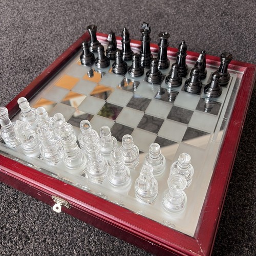 Hinged wooden box glass - wooden,
