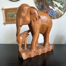 Vintage Large Hand Carved Teak