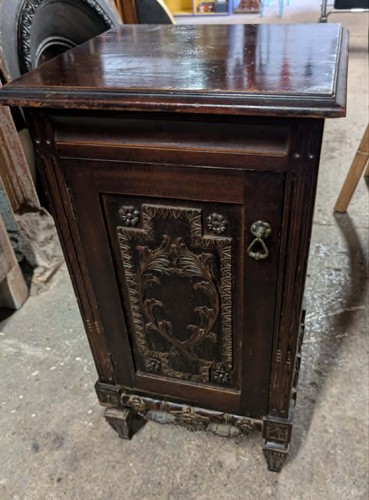 Small ornate dark - dark, cabinet