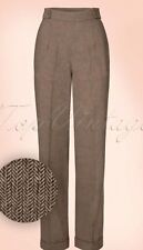 Banned 40s Brown Herringbone Button Swing Trousers