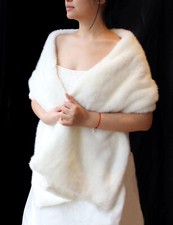 IVORY/BLACK FAUX FUR STOLE/WRAP/SHAWL/SHRUG WEDDING 72"
