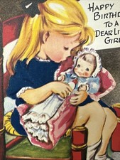 Vtg Birthday Card Little Girl