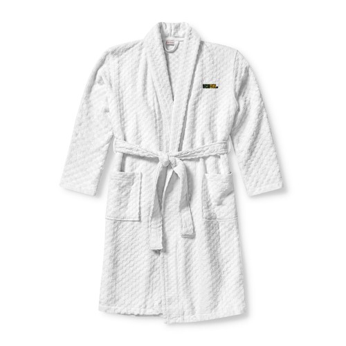 Embroidered terry shawl robe - embroidered,