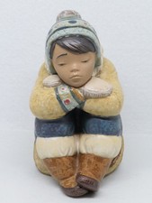 Lladro Gres Figurine Pensive Eskimo Boy 2159. In excellent condition.