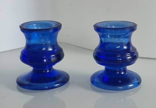 Pair small bristol blue glass - bristol,