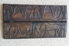 Vintage Mancala Hand Carved Exotic Hardwood African Hinged Board Antelope Design