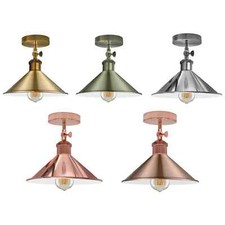 Vintage Ceiling Light Retro Industrial Flush Mount Ceiling Lamp Shade Fitting UK