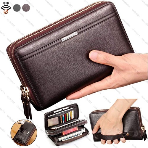 Men leather briefcase wrist - briefcase,