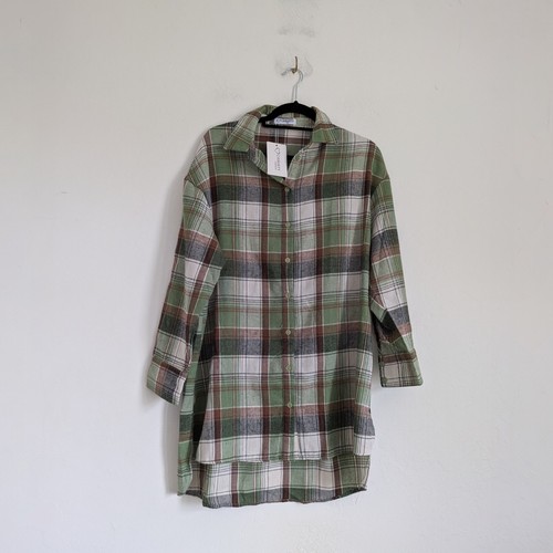 Green plaid oversized long - plaid,