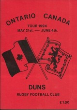 Duns RFC - Ontario Canada Tour Programme 21st May 1994 - 4th June 1994