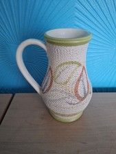 Langley Retro Textured Ceramic Vase Green / Orange / Cream  7" Tall