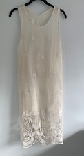 Maje Ecru Crochet Cotton Lined Racer Back Dress Size 1 UK 8