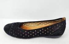 Gabor Hovercraft Shoes Womens 6UK  Perforated Black Suede Ballet Flats
