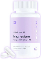 Bettervits Magnesium Glycinate Complex - Citrate, Zinc & Vitamin-D3 60 Caps UK