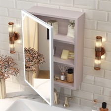 LED Medicine Cabinet Wall Mounted Mirror Cabinet Anti-Fog 3-Color Light