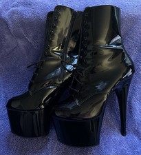 New Pleaser USA - Adore 1020 - Black Platform Boots - UK Size 8