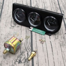 2″ Car Auto Black Face Triple Gauge Set Oil Pressure Oil Temperature Volt Meter