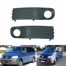 Pair Front Bumper Grilles Grill Fog Light Cover For VW Transporter T5 2003-2009