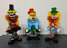 3 x Vintage Glass Clowns