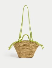 Marks & Spencer Womens Green Raffia Shoulder Women Bag - M&S