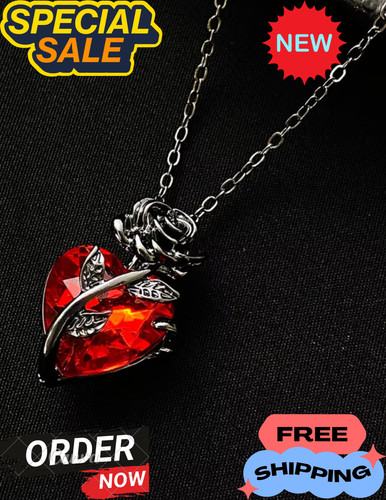 Gothic rose red heart - heart, pendant