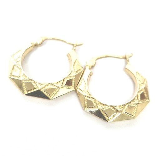 9ct gold creole earrings - 9ct,