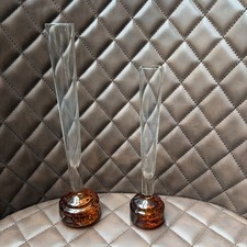 2 x VINTAGE GLASS BUD VASE