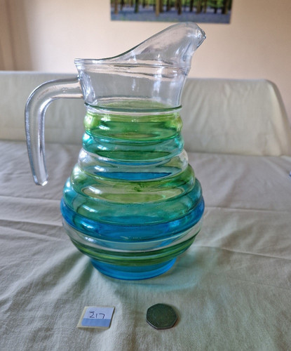 Blue green clear striped - blue, glass