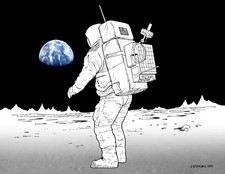 Apollo Engineering Concept Art Print Moon Mission Landing Lunar Comms NASA