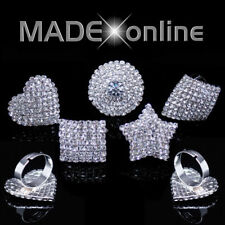 Bling Dress Rings Adjustable  Diamante Ring, Heart, Square, Round, Star, Diamond
