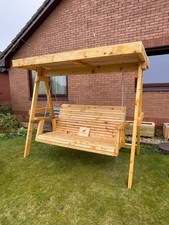 Handmade Wooden 3 Seater Garden Swing Bench | Heavy Duty | Bespoke Timber Swing