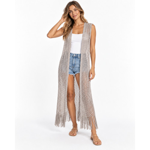 Saachi silver crochet - silver, fringe