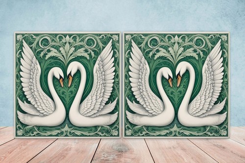 Art nouveau swan bird - art, ceramic