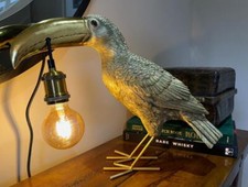 Toucan Exotic Bird - Table Light / Desk Lamp - Gold Colour - Height 37cm  Quirky