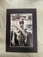 Vintage  Framed  H R GIGER BIOMECHANICS , 1970s RARE DELUXE Mounted ART PRINT
