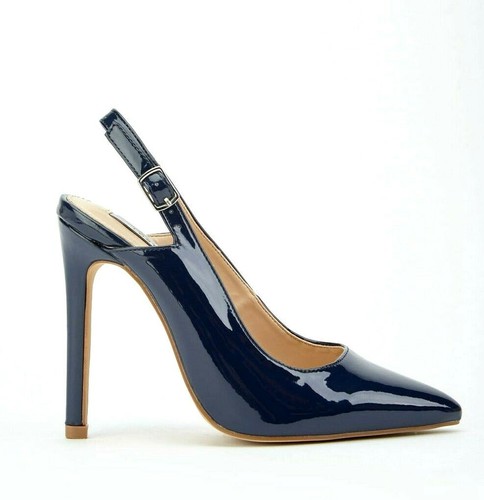Navy blue patent - blue,